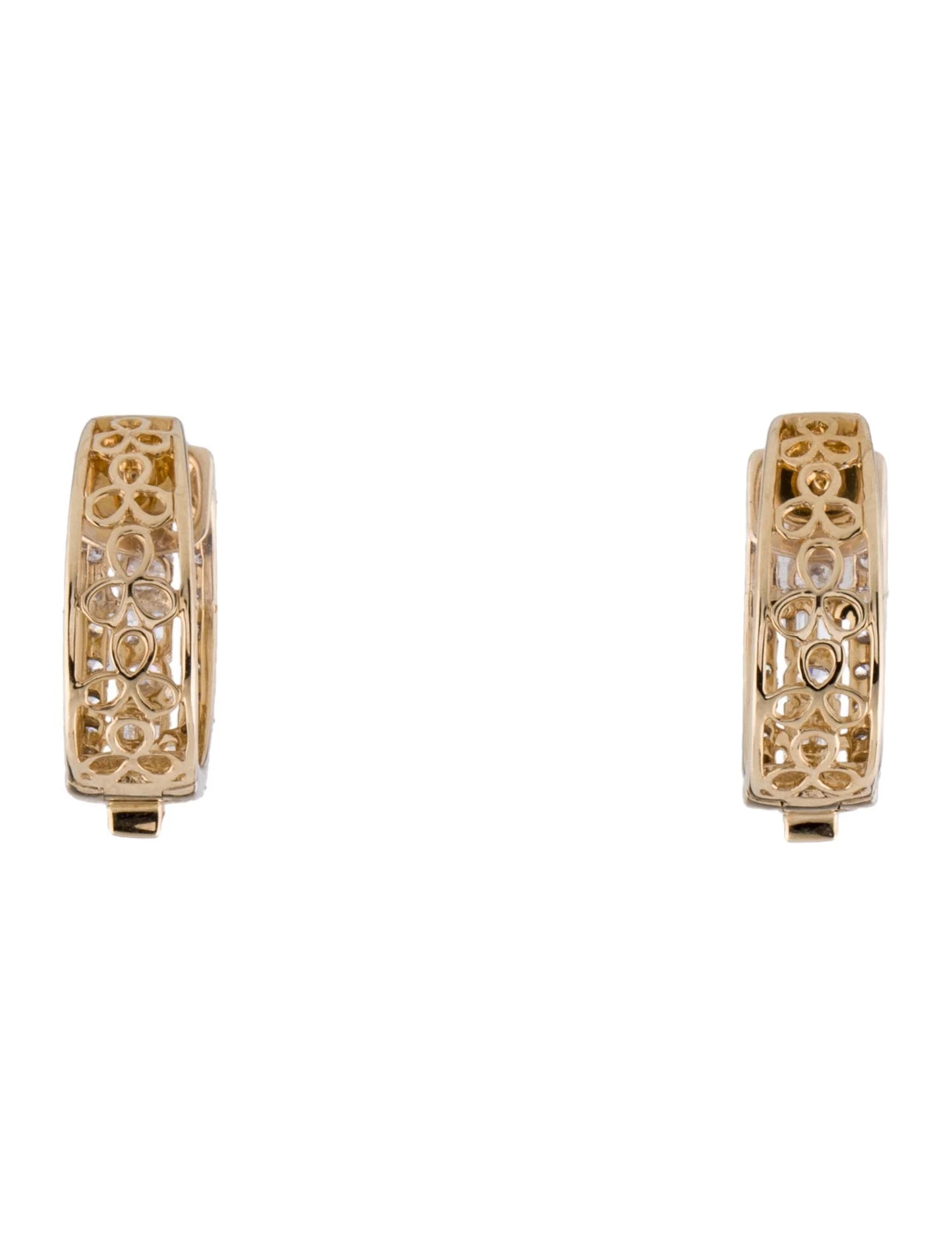 Diamond Duo Hoop Earring In 14K Yellow Gold