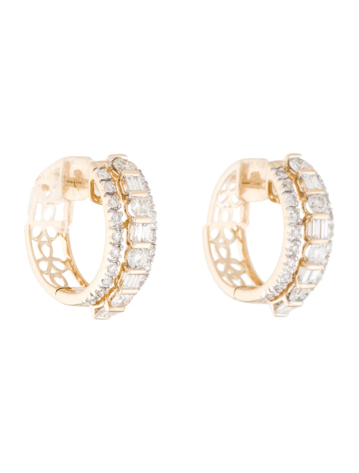Diamond Duo Hoop Earring In 14K Yellow Gold