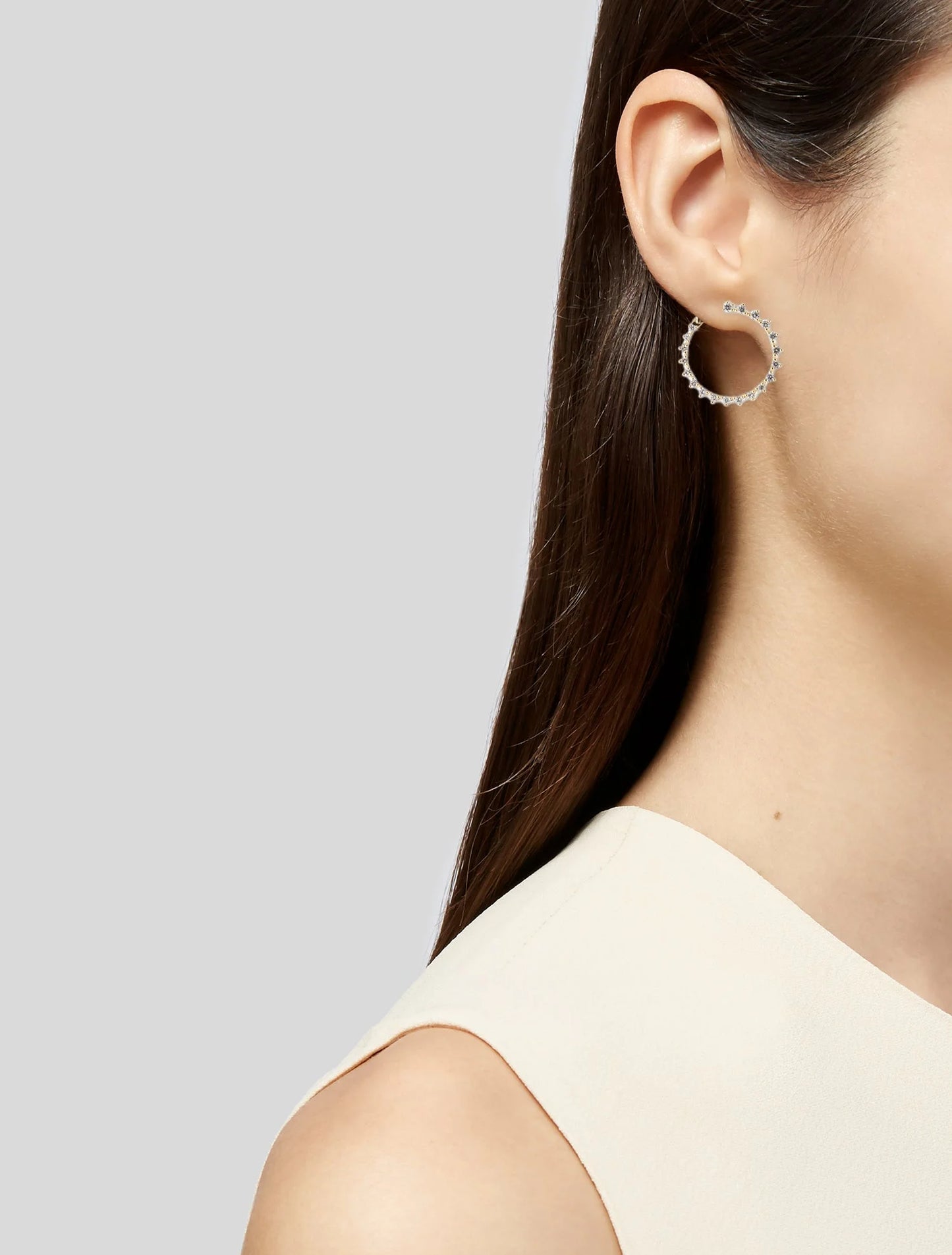 Diamond sunburst Hoops In 14k Yellow Gold