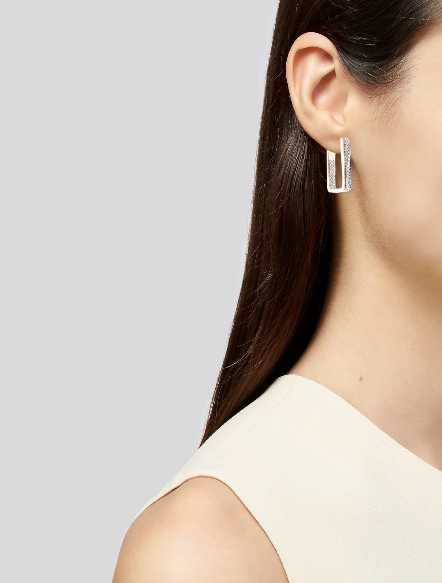 Radiant Edge Diamond Hoops 14K Yellow Gold